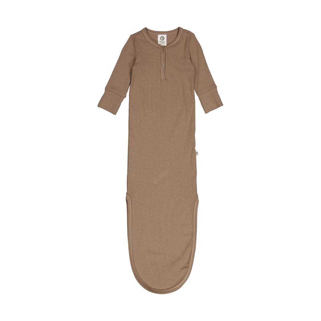 Müsli Rib Knot Gown Walnut - Newborn Slaapzakje - Bruin 3