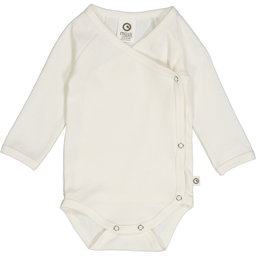 Müsli Rib Longsleeve Body Balsam Cream - Newborn Romper Wit 1