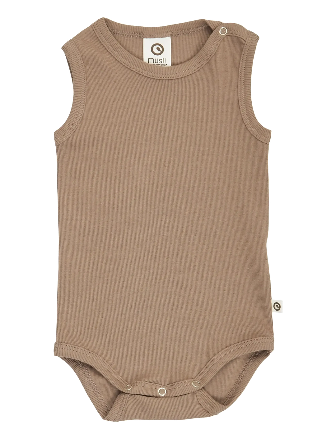 Müsli Rib Sleeveless Body Walnut - Newborn Romper Bruin 1