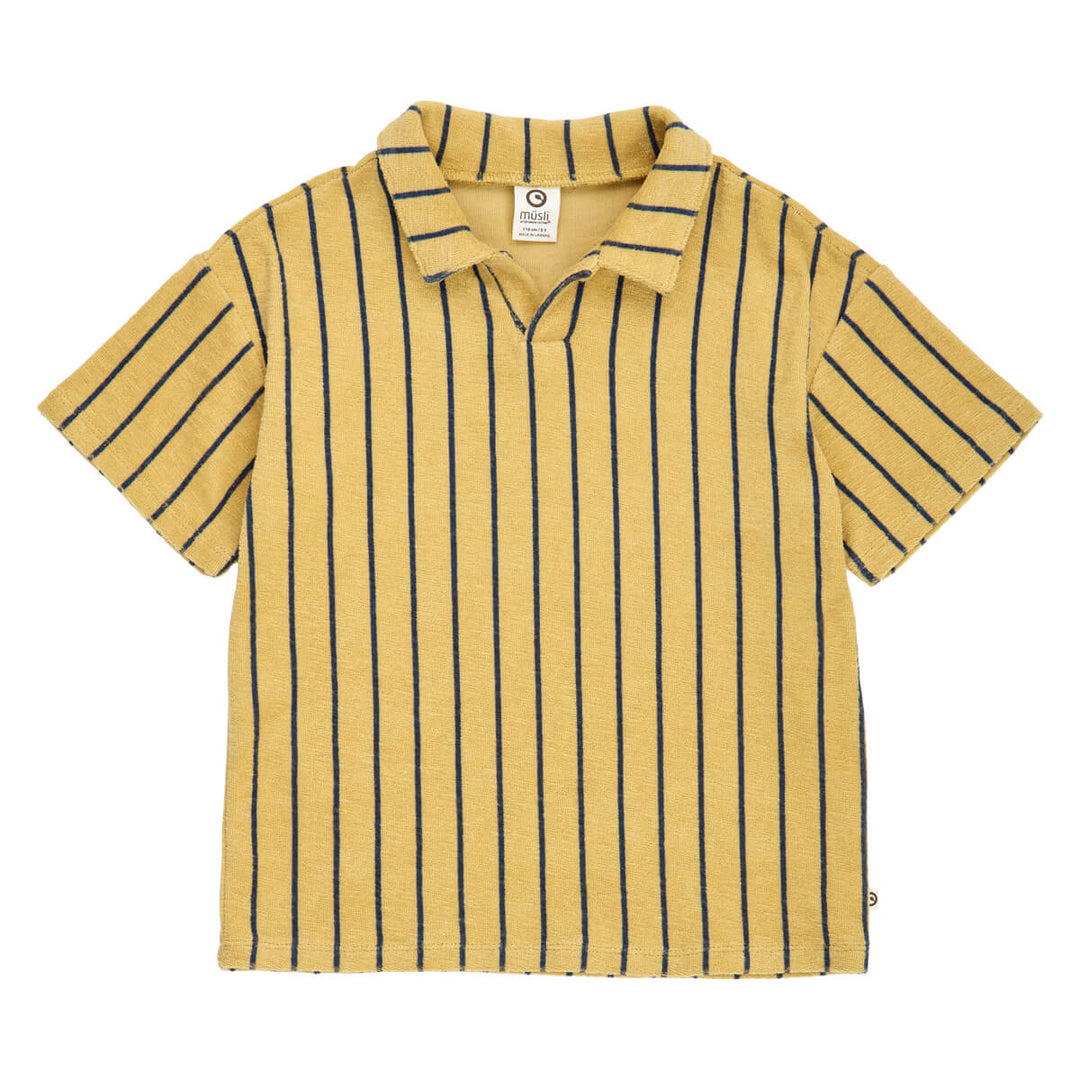 Müsli Terry Stripe Polo - Jongens Poloshirt - Geel/Blauw 1