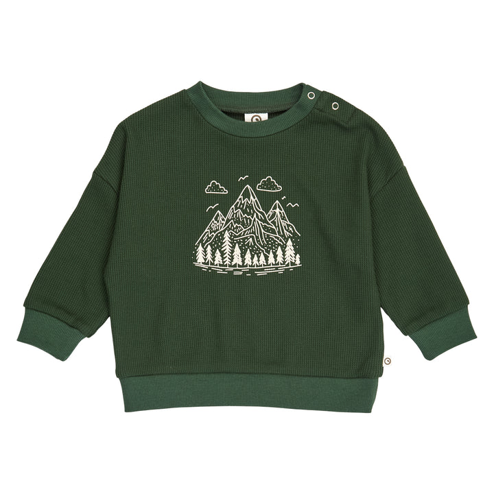 Müsli Waffle Sweatshirt - Baby Jongens Trui - Groen 1