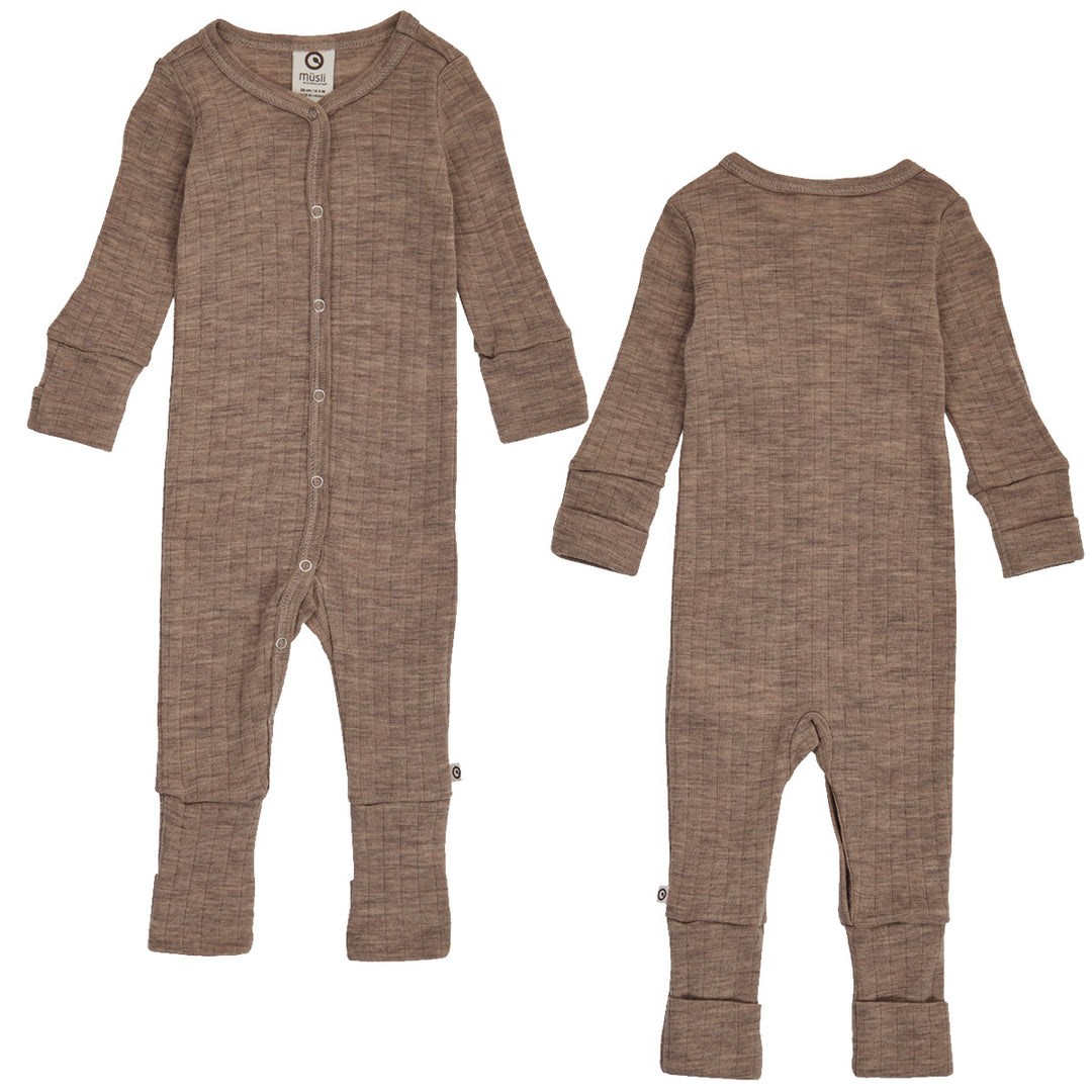 Müsli Woolly Rib Bodysuit Walnut Melange - Newborn Boxpakje 1