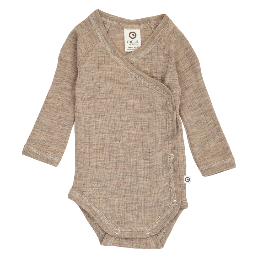 Müsli Woolly Rib Wrap Body Balsam Melange - Newborn Romper 1