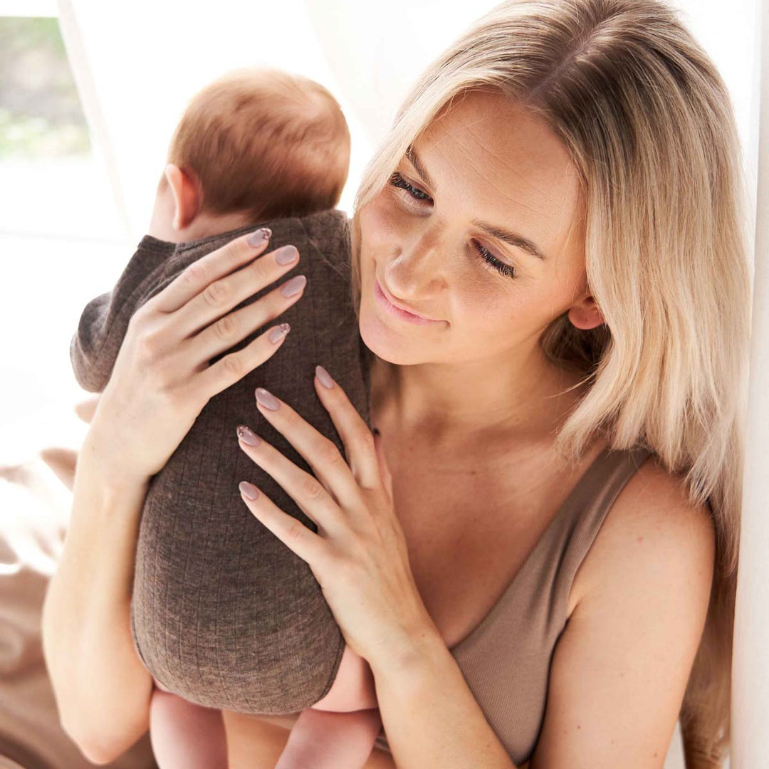 Müsli Woolly Rib Wrap Body Walnut Melange - Newborn Romper 4