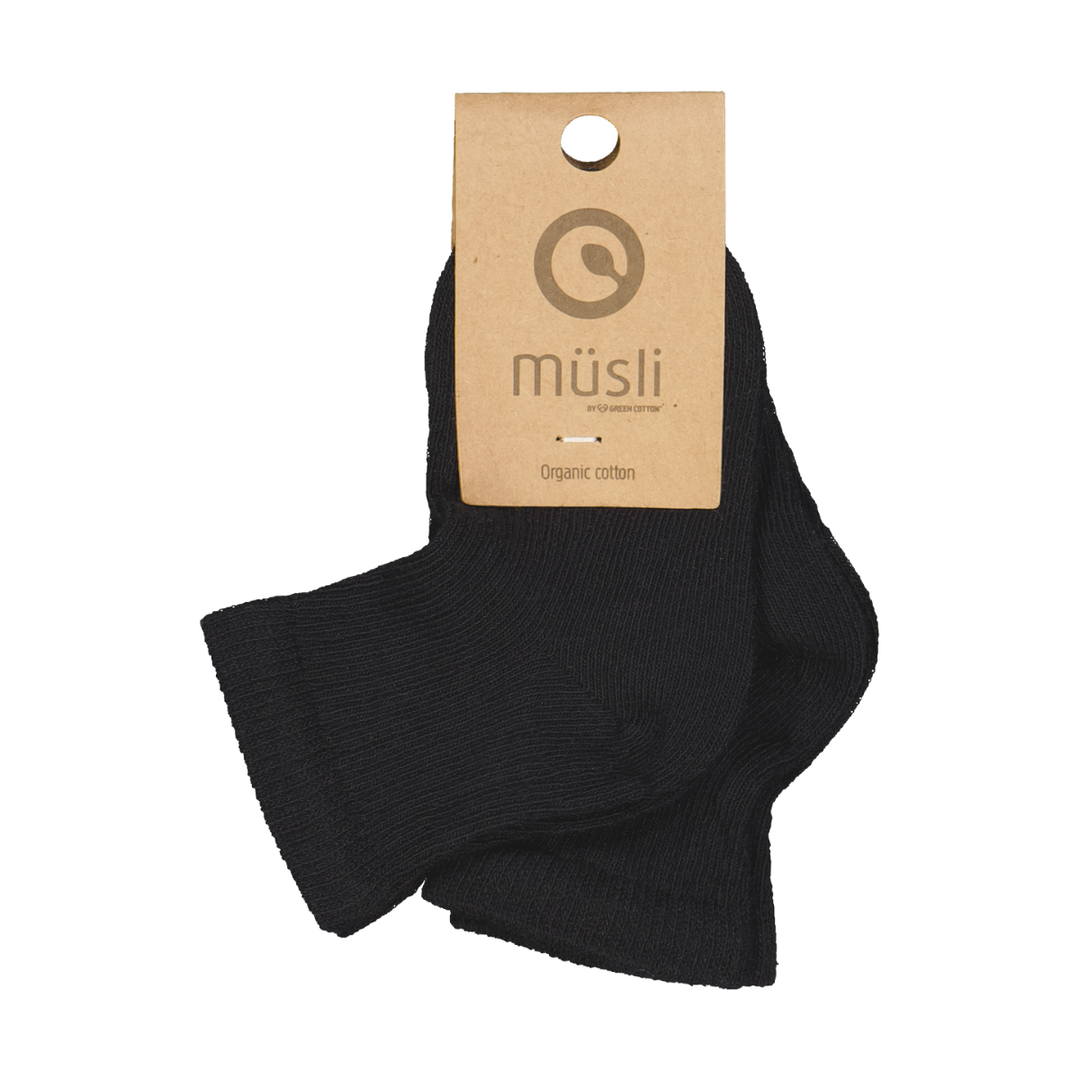 Müsli Baby Rib Sokken 2-pack Black - Babysokjes - Zwart 1