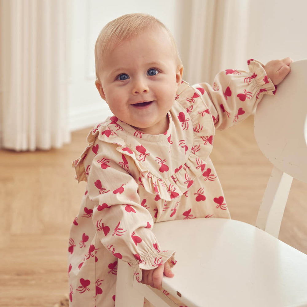 Müsli Love Letter Dress Baby - Baby Meisjes Jurk - Ecru/Roze 2