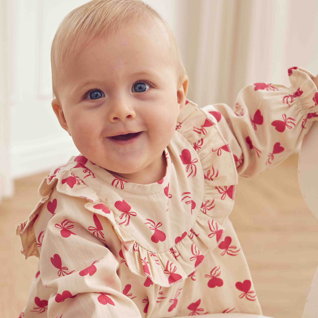 Müsli Love Letter Dress Baby - Baby Meisjes Jurk - Ecru/Roze 4