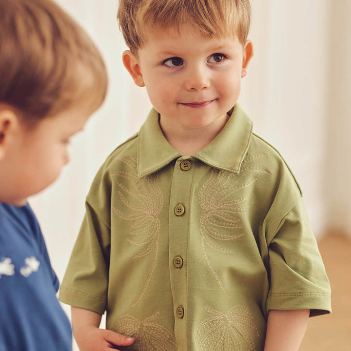 Müsli Natures Imprint Embroidery Shirt - Jongensshirt Groen 2