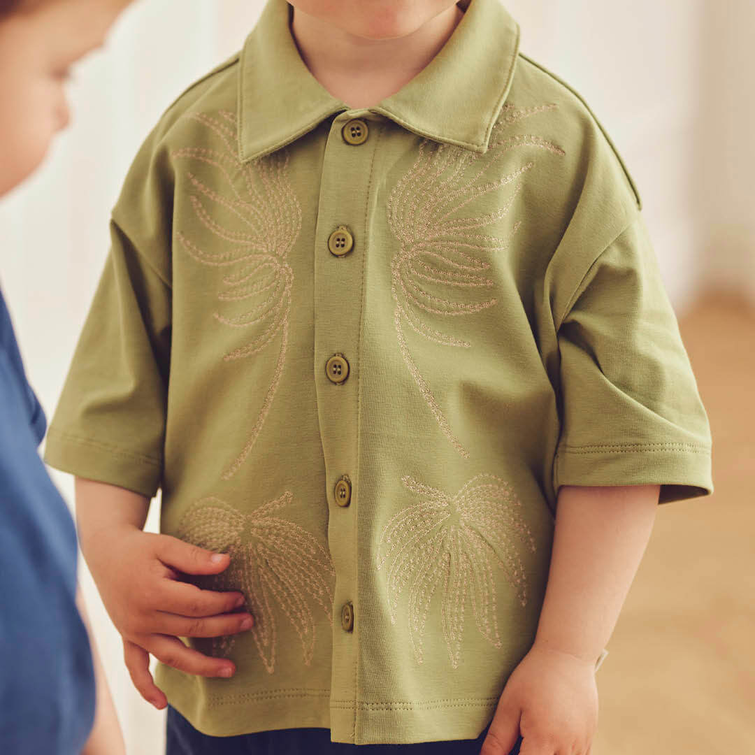 Müsli Natures Imprint Embroidery Shirt - Jongensshirt Groen 4