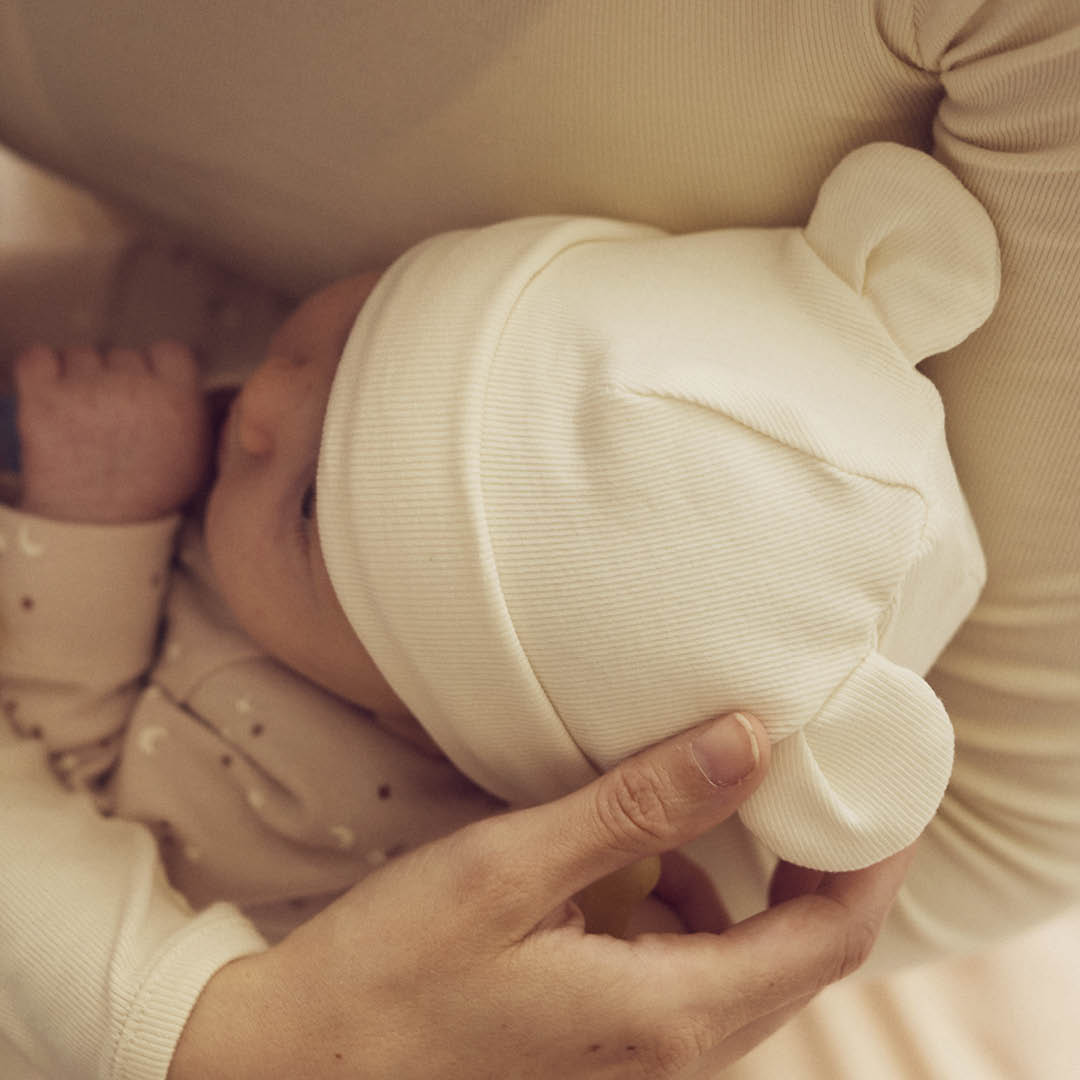 Müsli Rib Bear Beanie Balsam Cream - Newborn Muts - Wit 3