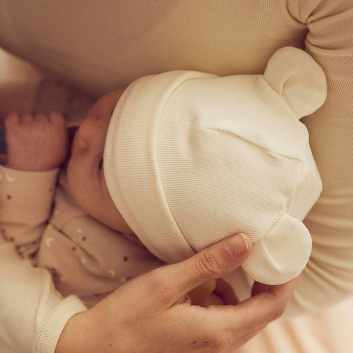 Müsli Rib Bear Beanie Balsam Cream - Newborn Muts - Wit 3