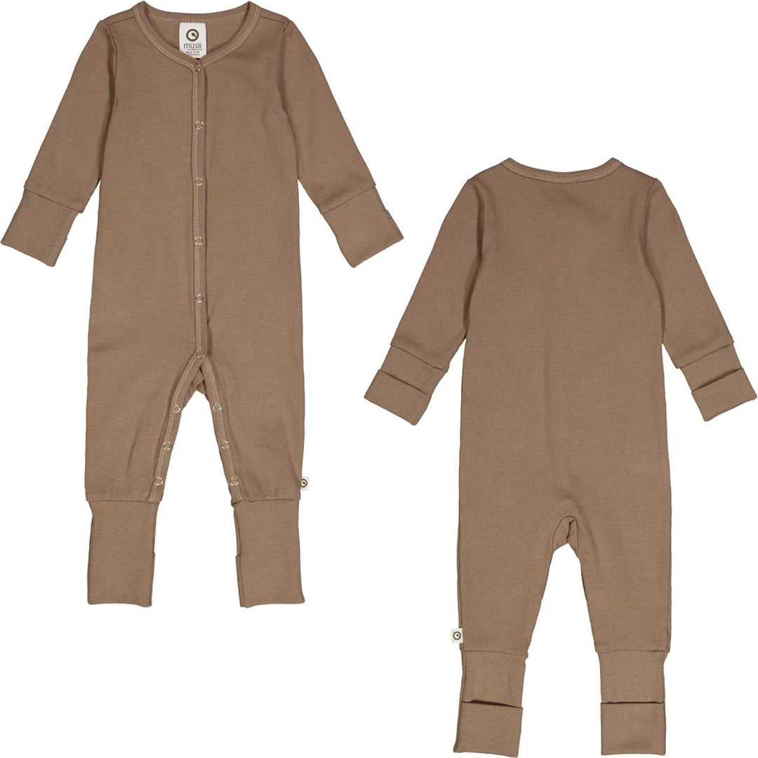 Müsli Rib Bodysuit Walnut - Newborn Boxpakje - Bruin 1