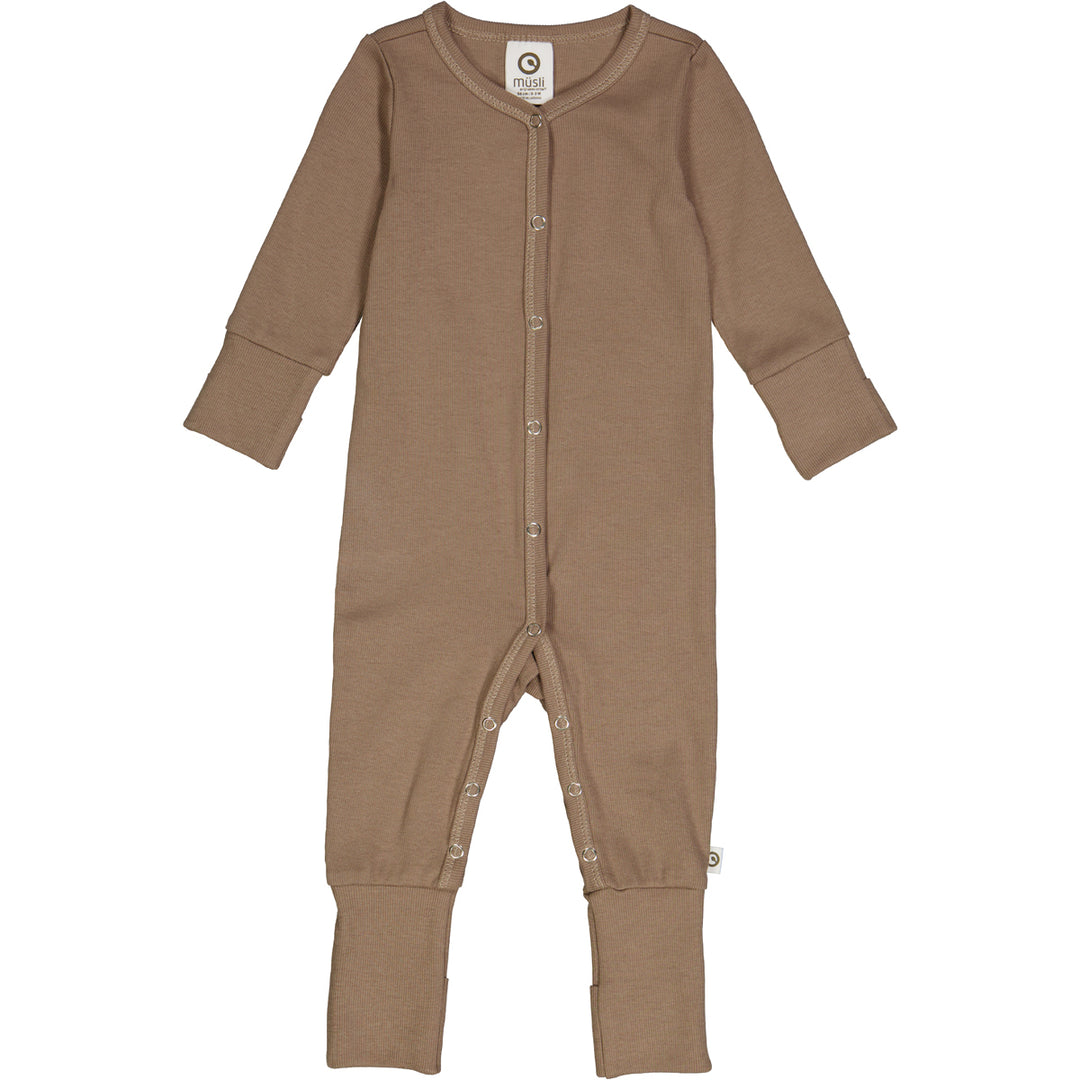 Müsli Rib Bodysuit Walnut - Newborn Boxpakje - Bruin 2