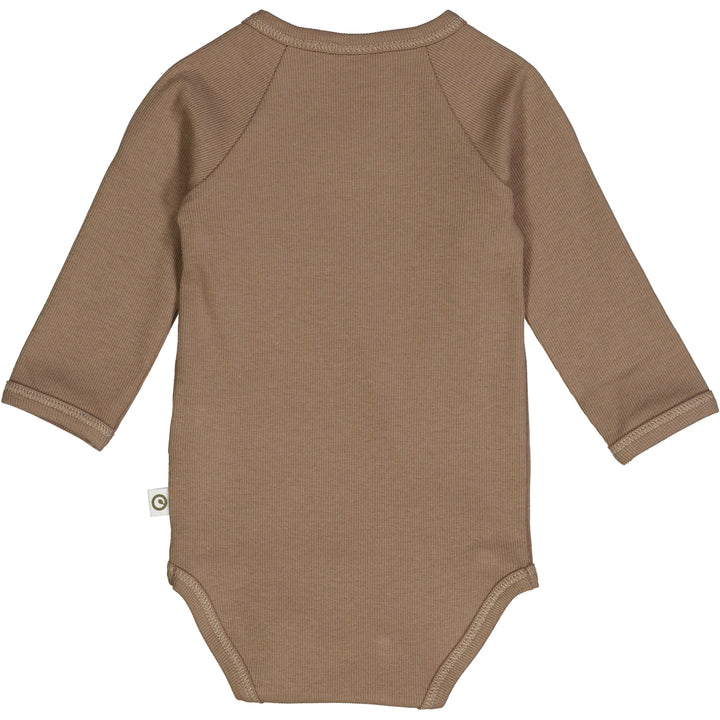  Müsli Rib Longsleeve Body Walnut - Newborn Romper - Bruin2