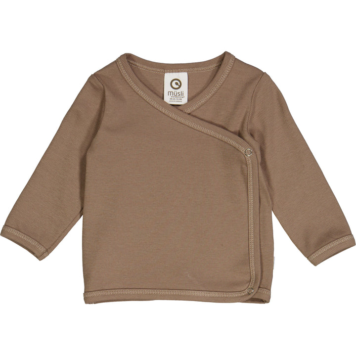 Müsli Rib Longsleeve Cardigan Walnut - Newborn Vestje Bruin 1