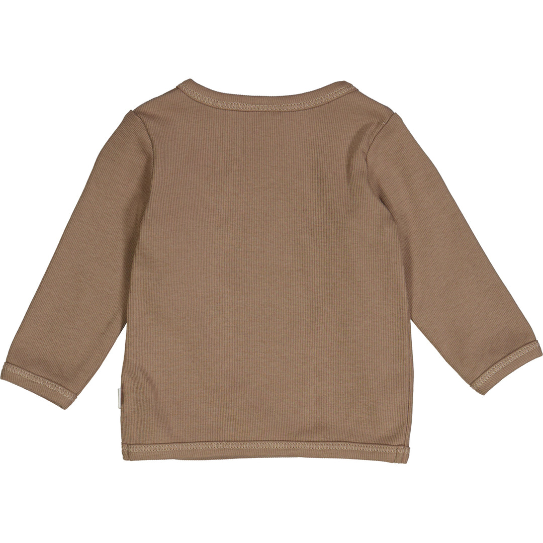 Müsli Rib Longsleeve Cardigan Walnut - Newborn Vestje Bruin 2
