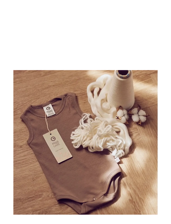 Müsli Rib Sleeveless Body Walnut - Newborn Romper Bruin 4