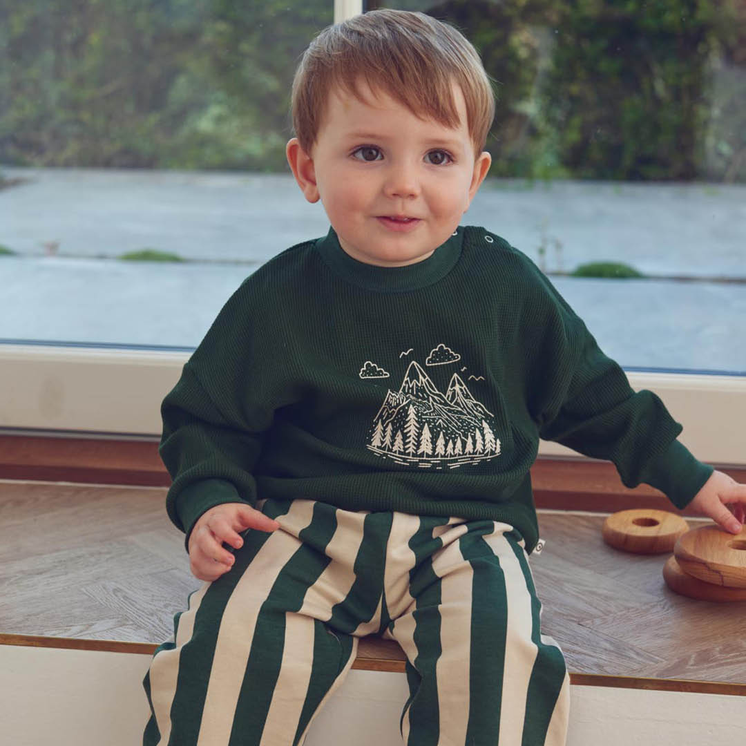 Müsli Waffle Sweatshirt - Baby Jongens Trui - Groen 4