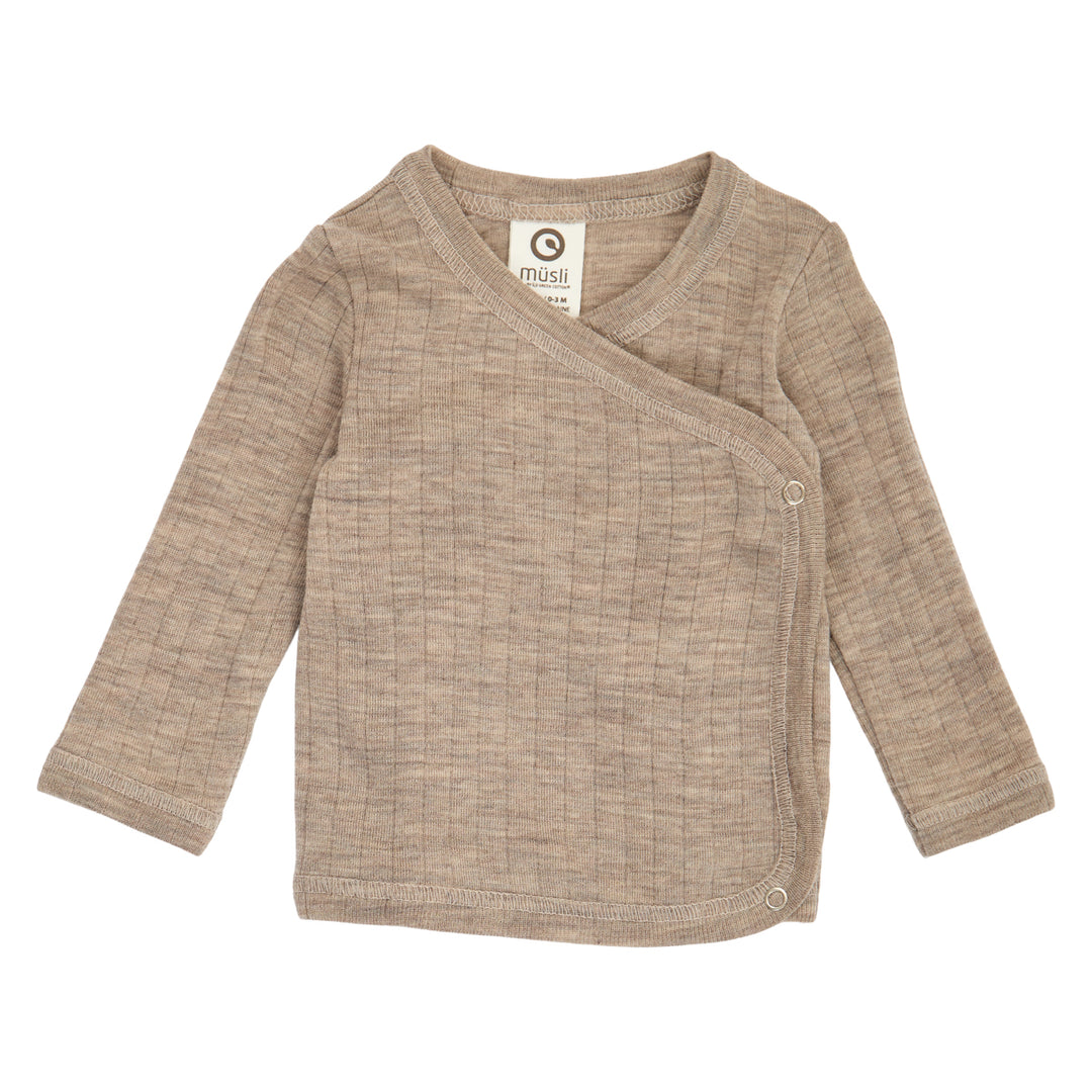 Müsli Woolly Rib Cardigan Balsam Melange Newborn Vestje – Bee