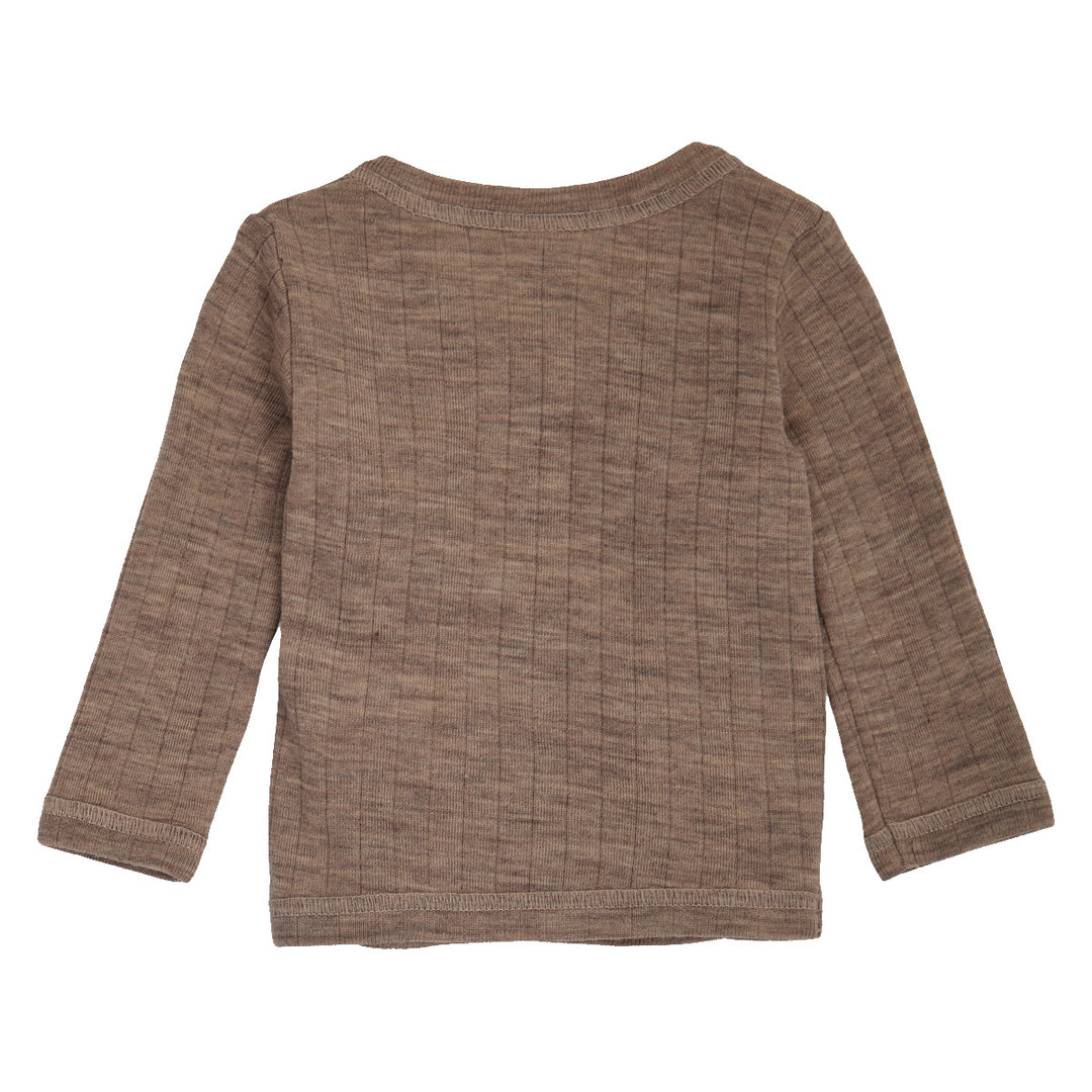 Müsli Woolly Rib Cardigan Walnut Melange - Newborn Vestje 2