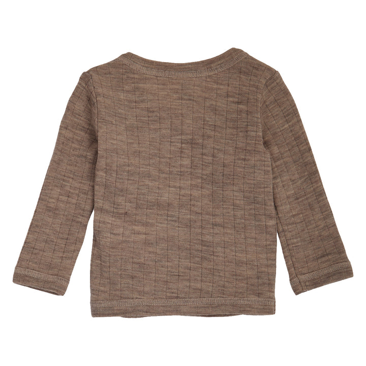 Müsli Woolly Rib Cardigan Walnut Melange - Newborn Vestje 2