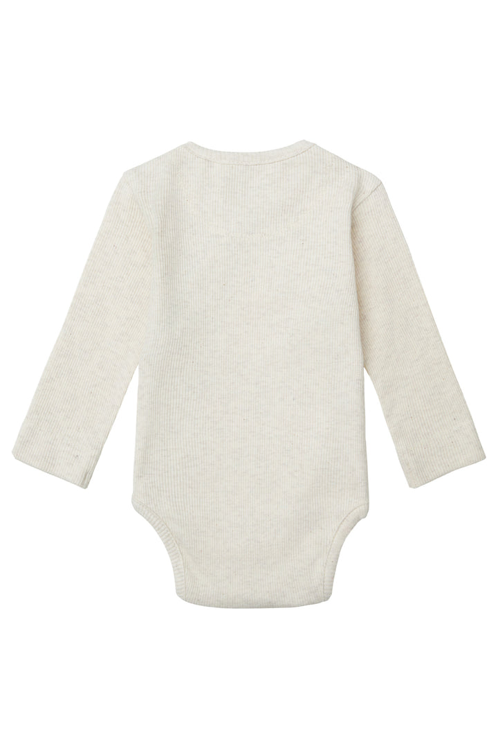 Noppies Rib Romper Nino Oatmeal - Newborn Romper - Zand 3