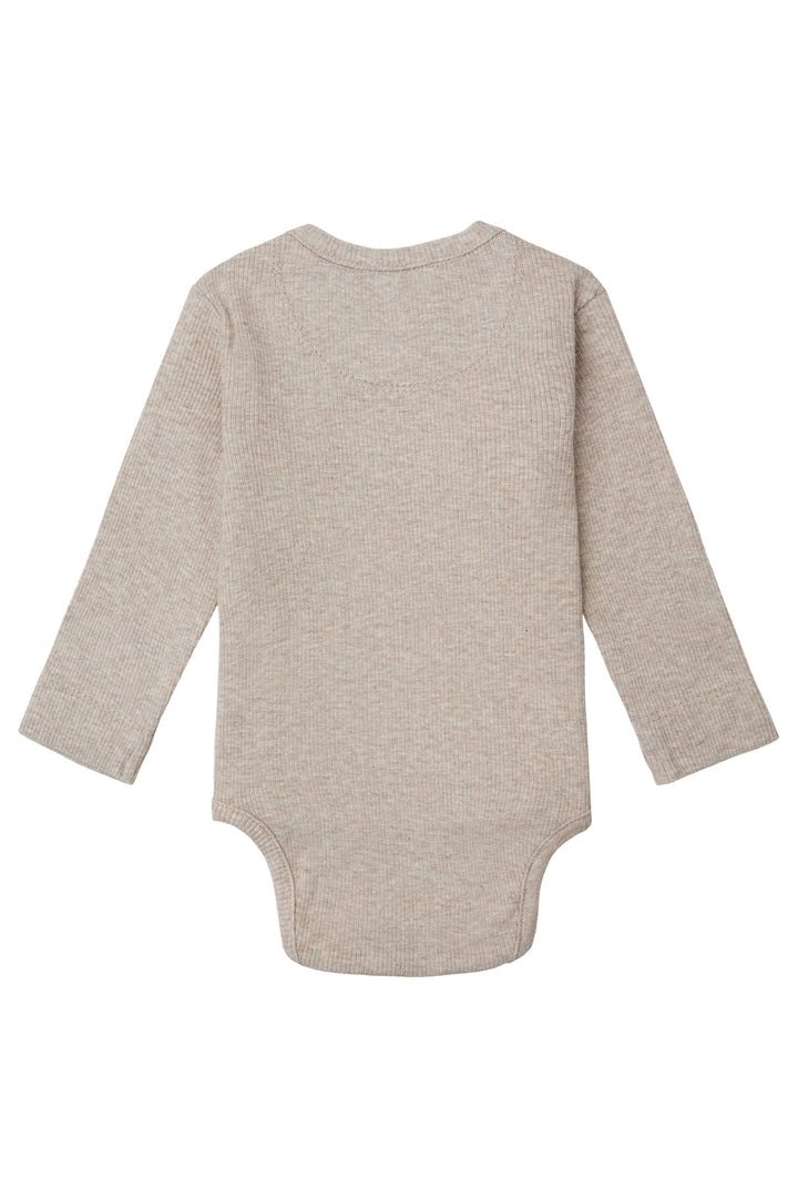 Noppies Rib Romper Nino Taupe Melange - Newborn Romper Bruin 3