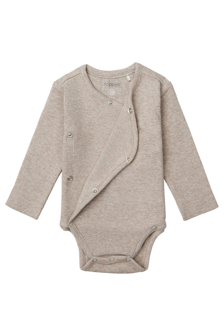 Noppies Rib Romper Nino Taupe Melange - Newborn Romper Bruin 4