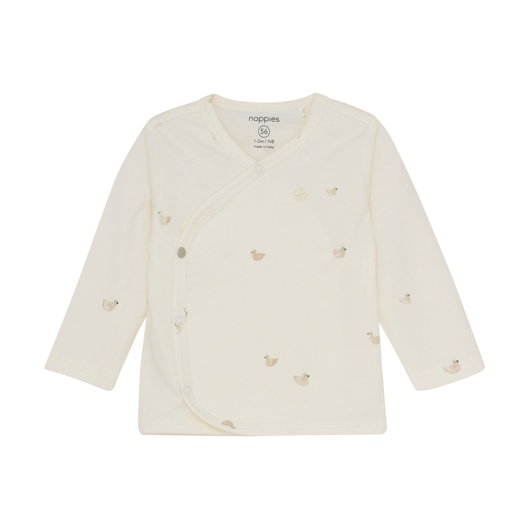Noppies Wrap Tee Nour Ducks - Newborn Shirt - Ecru 1