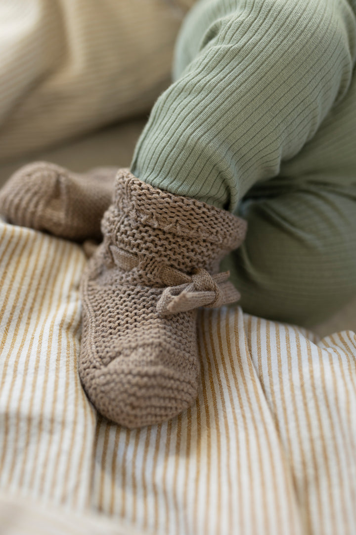 Noppies Knit Booties Nelson - Newborn Slofjes - Taupe 2
