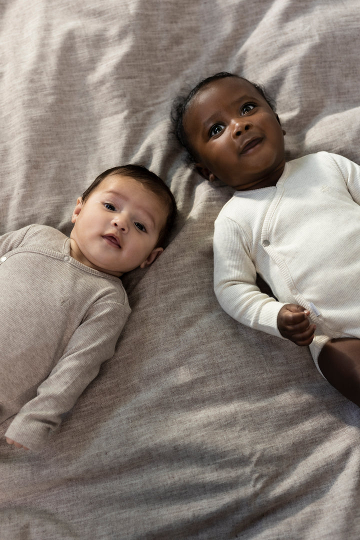 Noppies Rib Romper Nino Taupe Melange - Newborn Romper Bruin 6