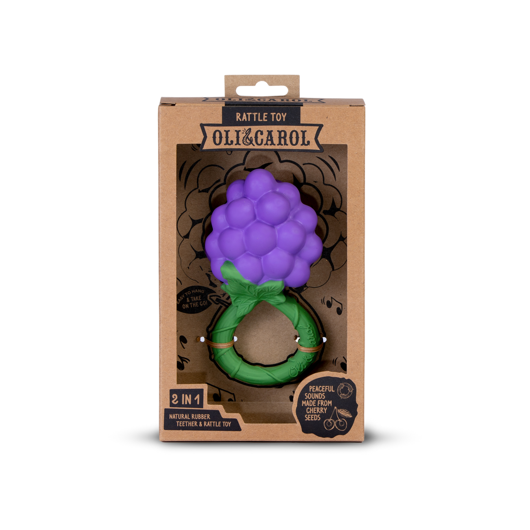Oli &amp; Carol Grape Rattle Toy - Baby Rammelaar - Paars 4