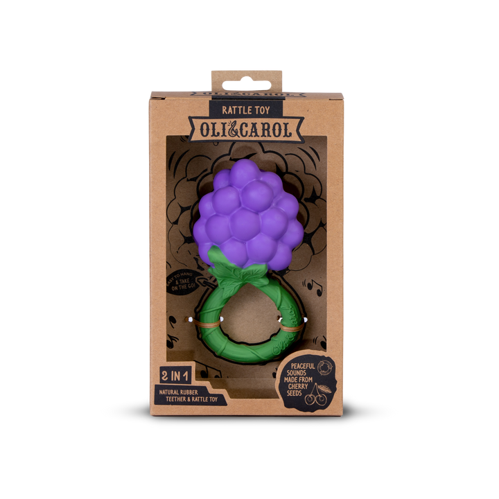 Oli &amp; Carol Grape Rattle Toy - Baby Rammelaar - Paars 4