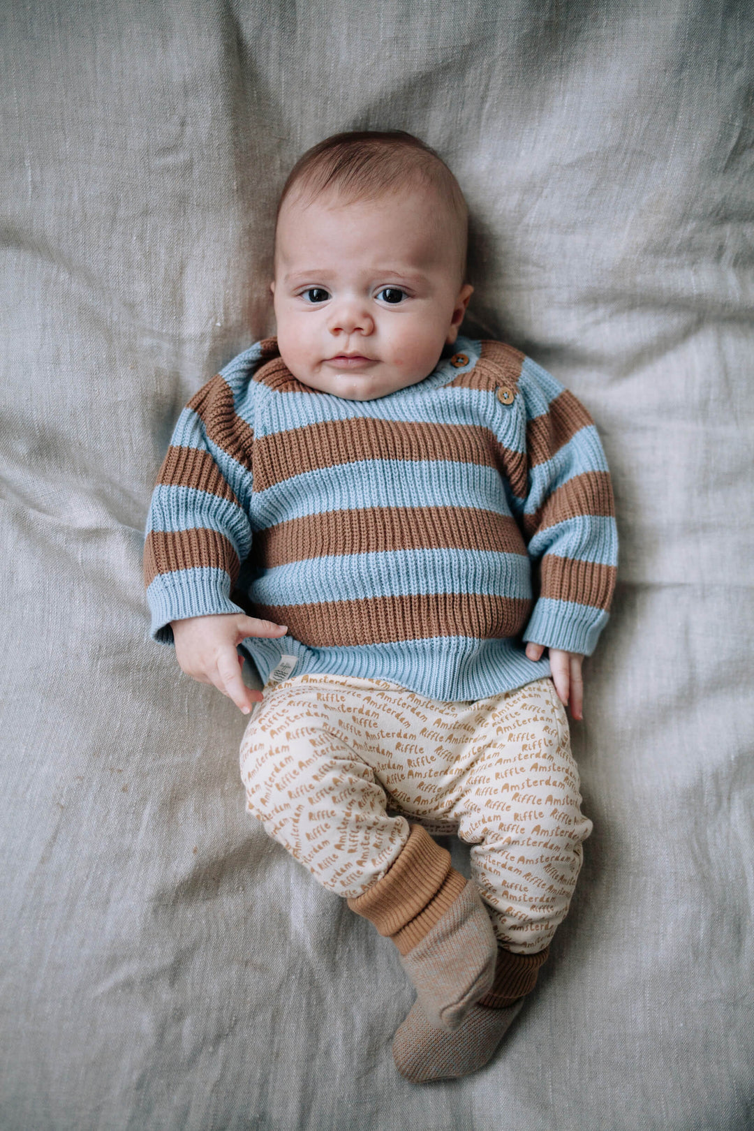 Riffle Baggy Pants Pax Riffle - Newborn Broekje - Ecru/Bruin 2