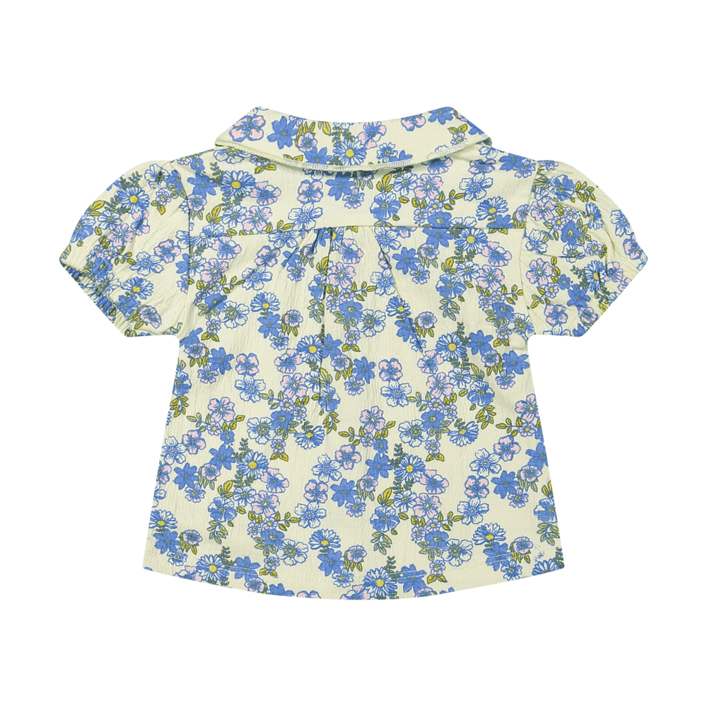 Riffle Blouse Caro Flower - Meisjesshirt - Blauw2