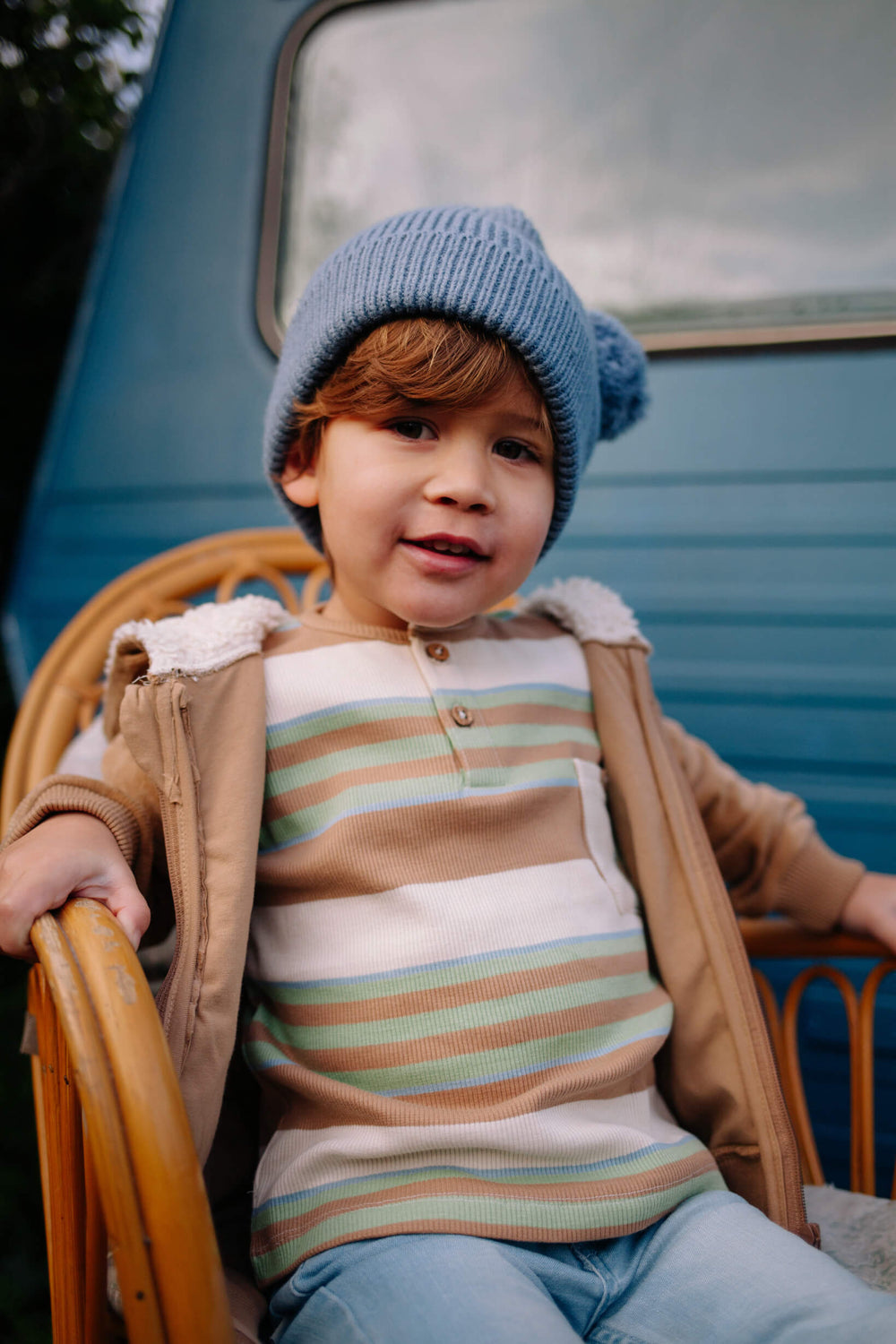 Riffle Hooded Cardigan Noï Rib Brown - Kindervest - Bruin 3