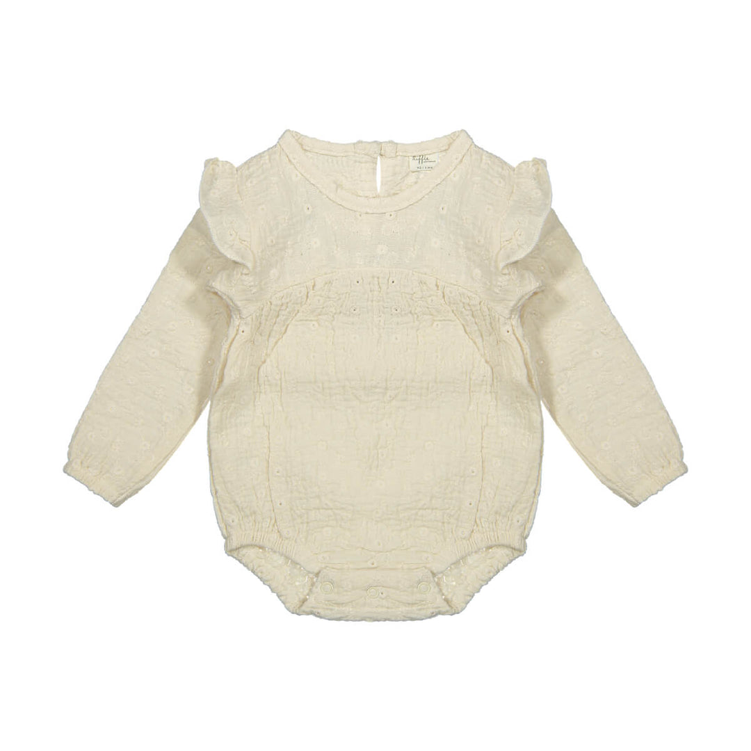 Riffle Romper Layla Longsleeve White Embroidery - Romper Wit 1