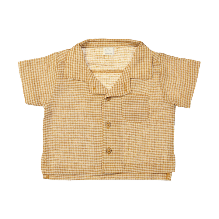 Riffle SBlouse Cody Woven Linen Square - Jongens Shirt Bruin 1