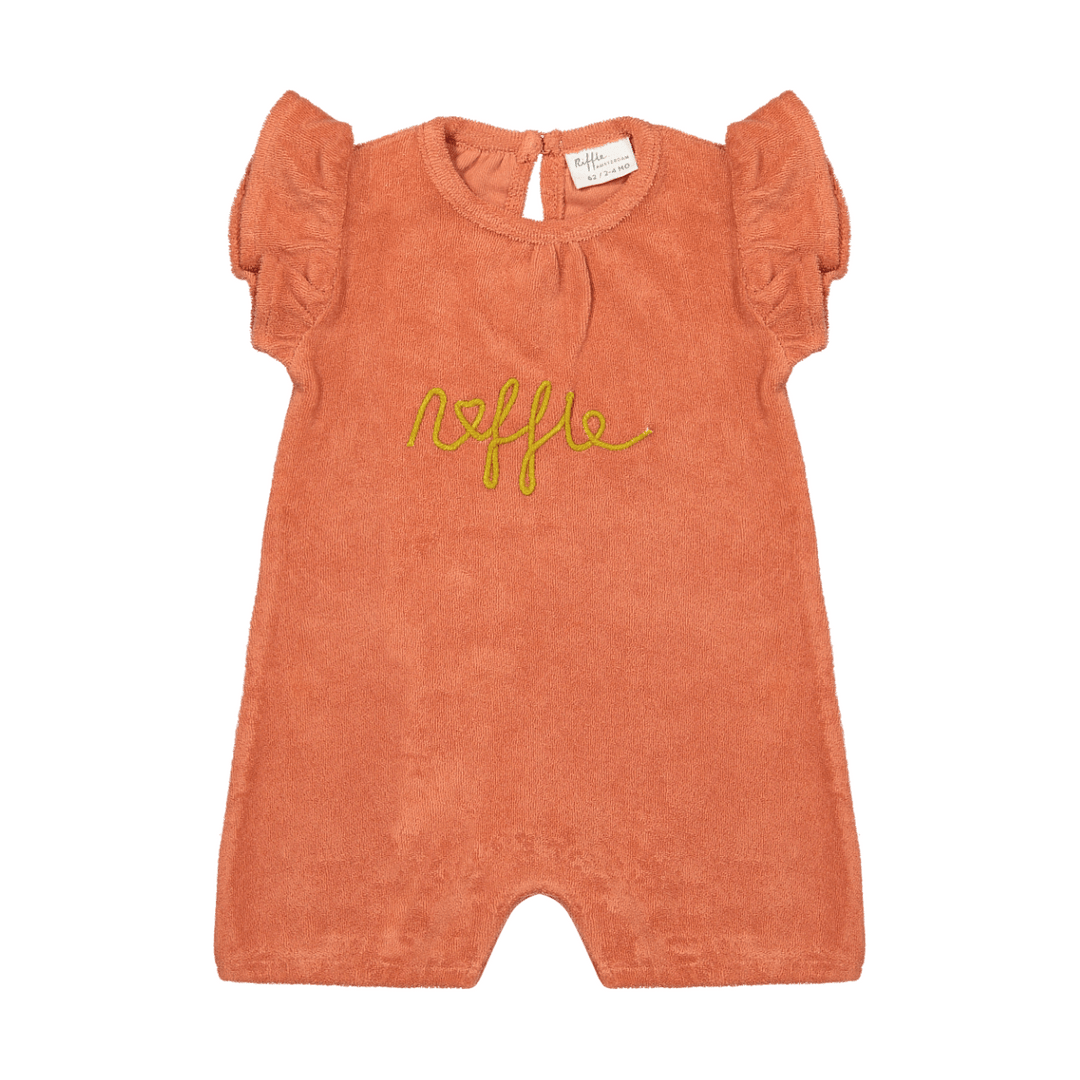 Riffle Suit Short Terry Apricot - Onesie Rood1