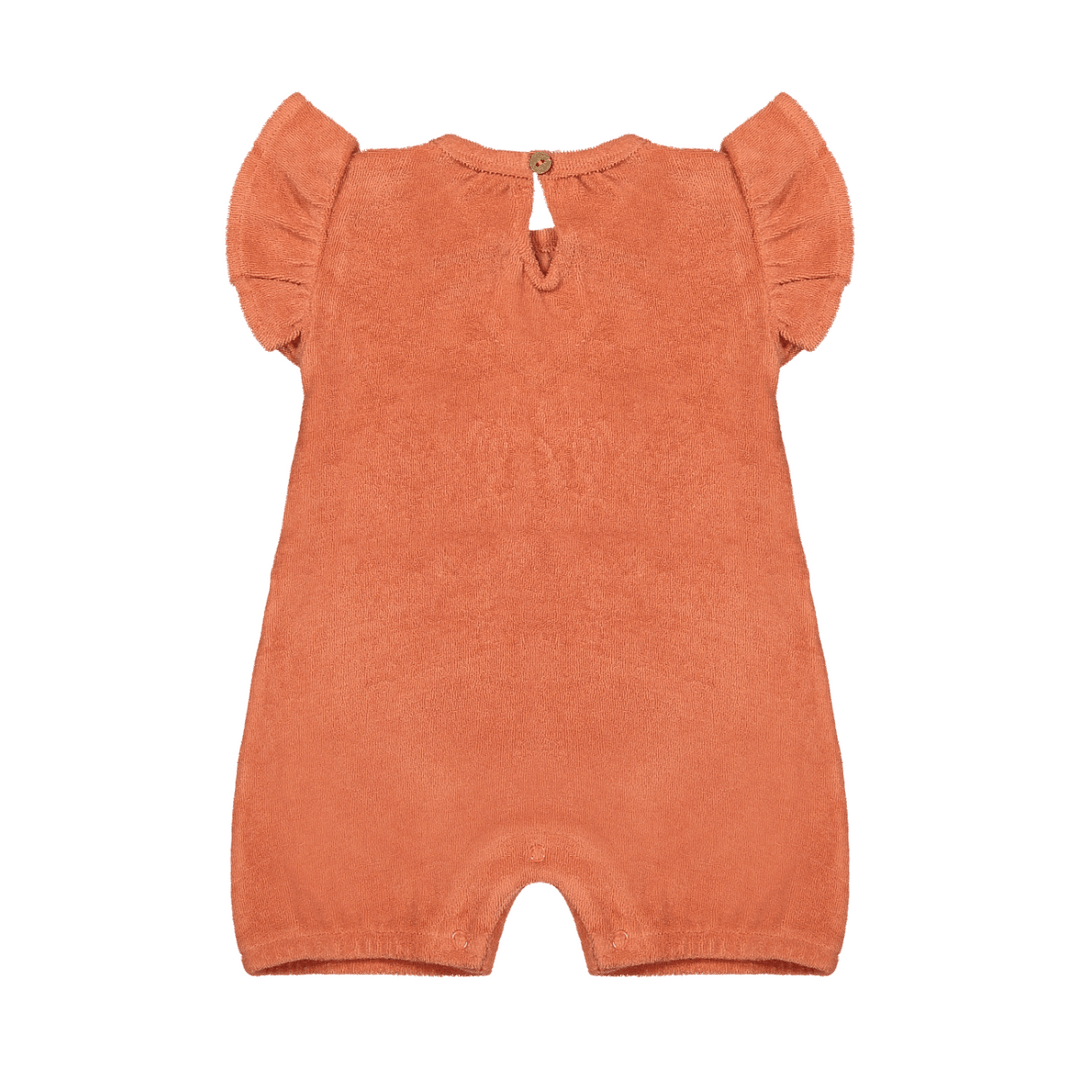 Riffle Suit Short Terry Apricot - Onesie Rood2