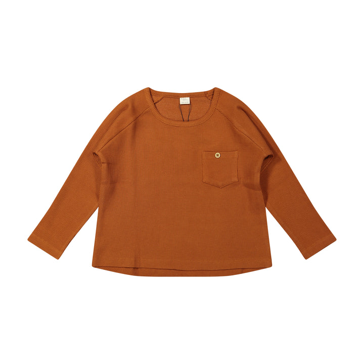 Riffle T-shirt Julot Rib Waffle Leather Brown - Jongensshirt 1