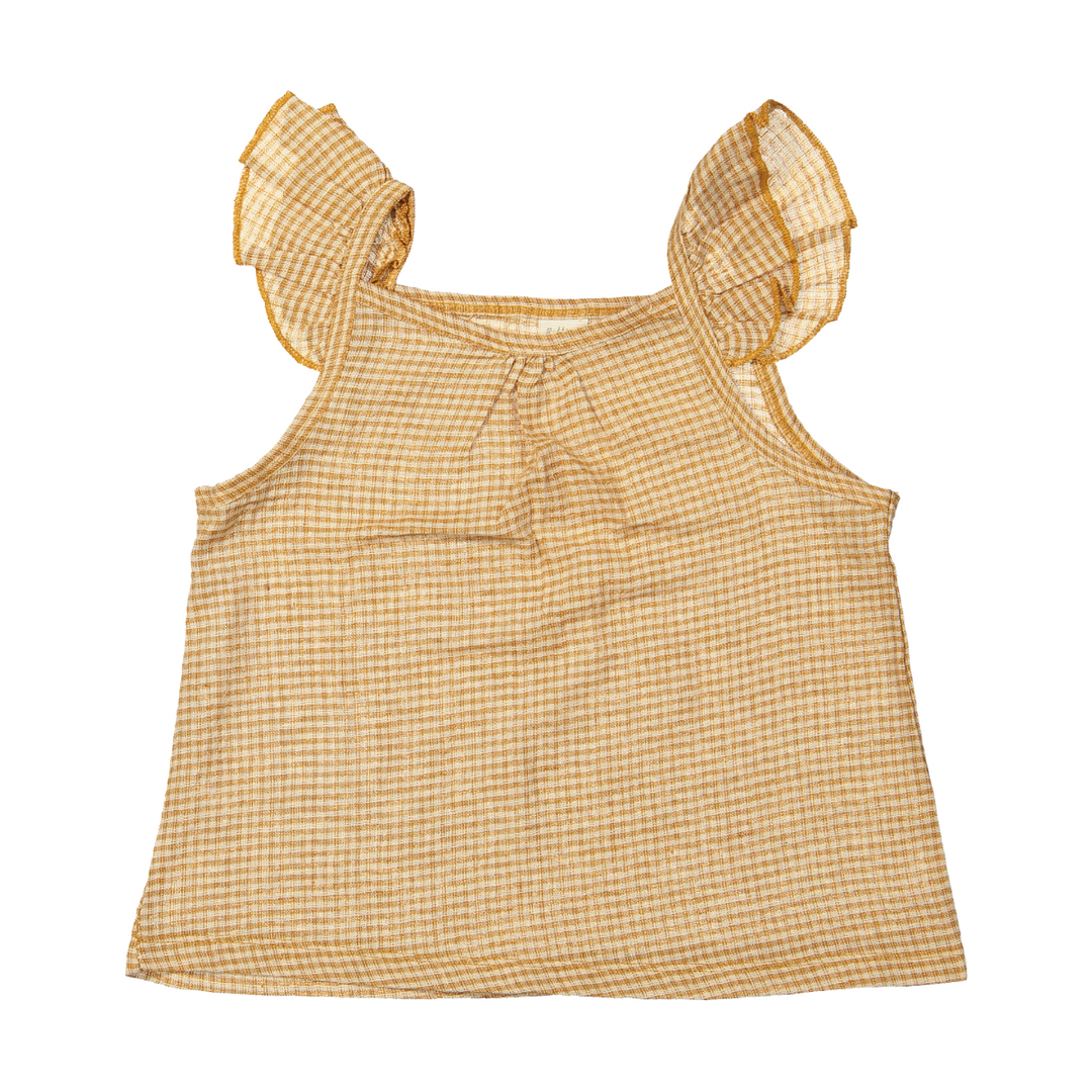 Riffle Top Janneke Woven Linnen Square - Meisjestop - Bruin 1