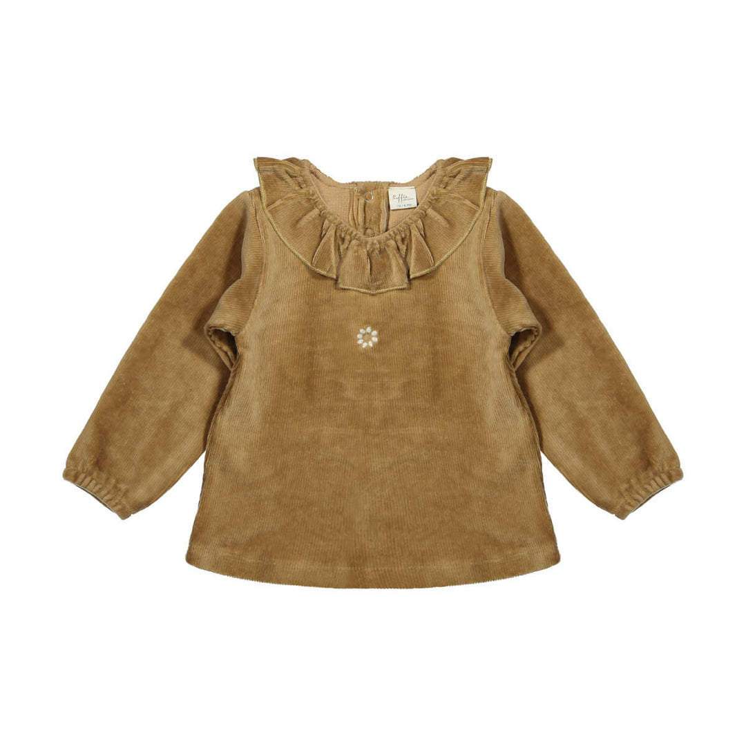 Riffle Blouse Cootje Rib Brown - Meisjes Blouse - Bruin 1