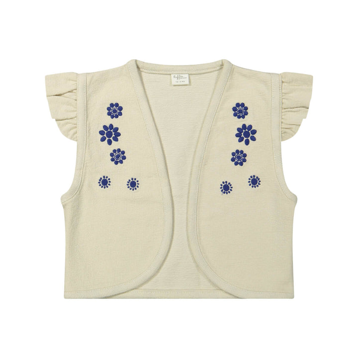 Riffle Gilet Bess White Embroidery - Meisjes Gilet - Ecru 1