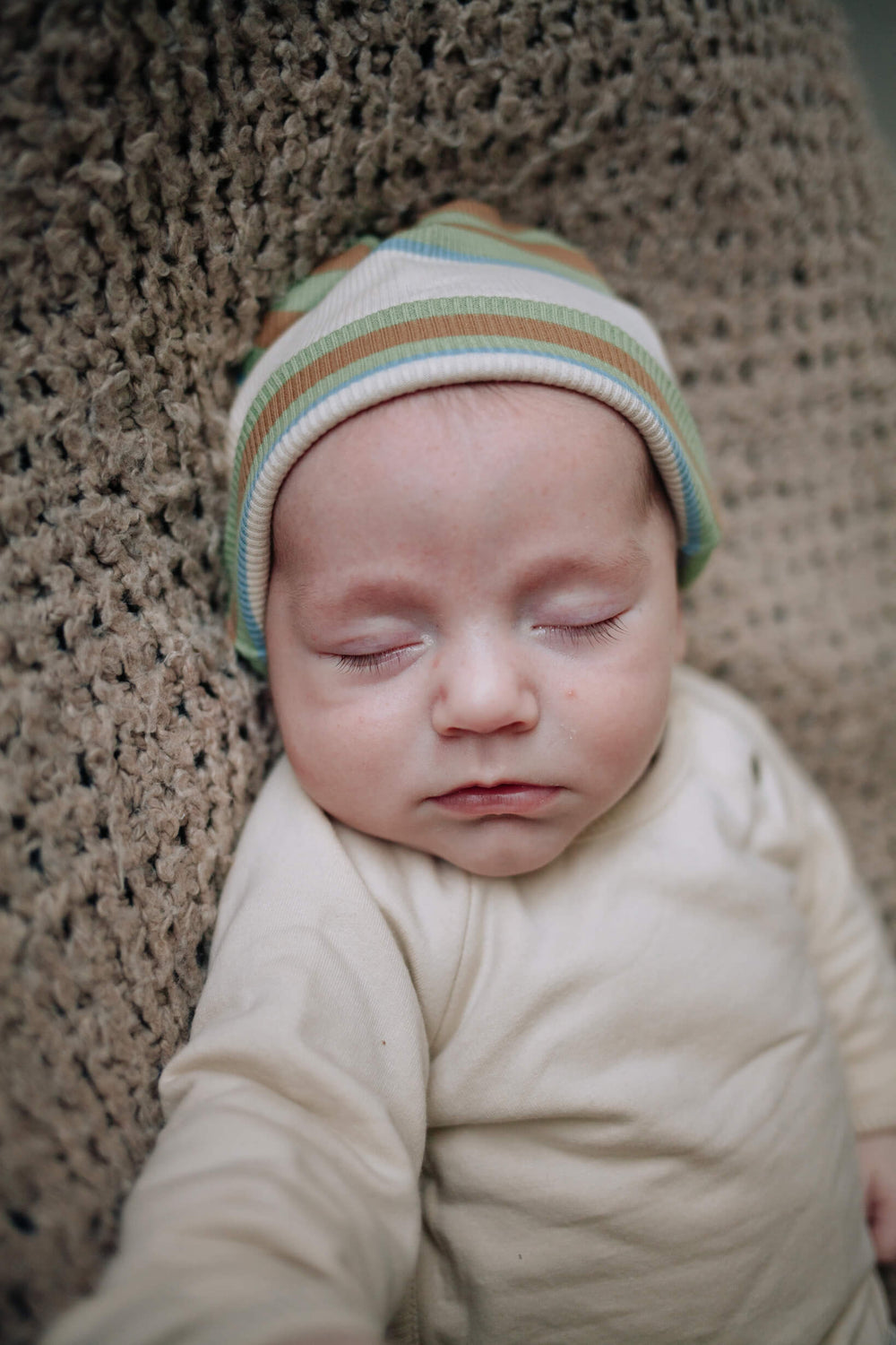 Riffle Hat Bowie Rib Stripe Green Newborn Mutsje Multicolor 2