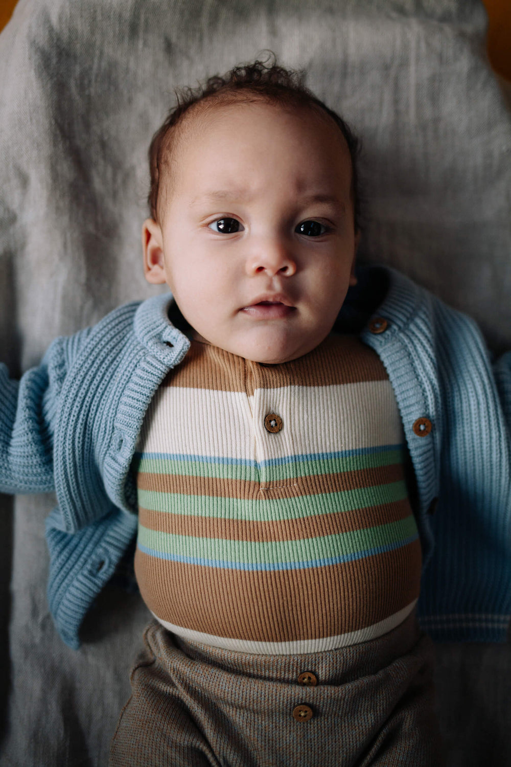 Riffle Romper Luke Rib Stripe Woven - Newborn Romper 2