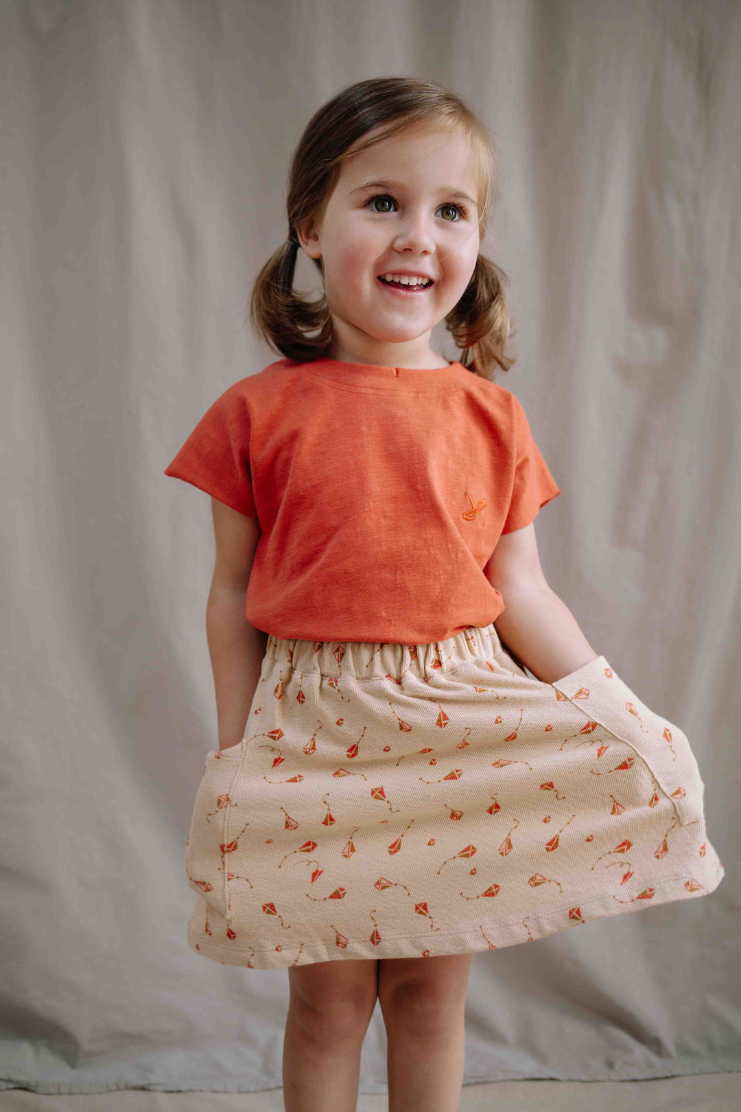 Riffle T-shirt Janne Slub Jersey Coral - Meisjes Shirt Rood 2