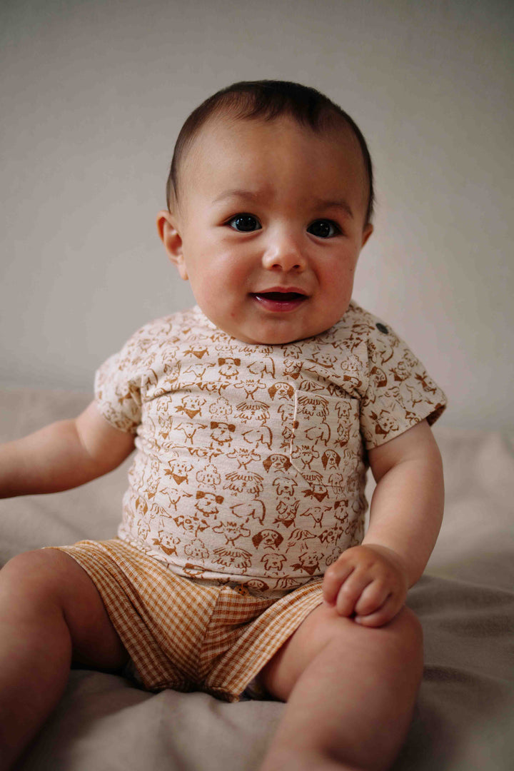 Riffle T-shirt Jord Small Dogs - Baby Unisex Shirt - Beige 3