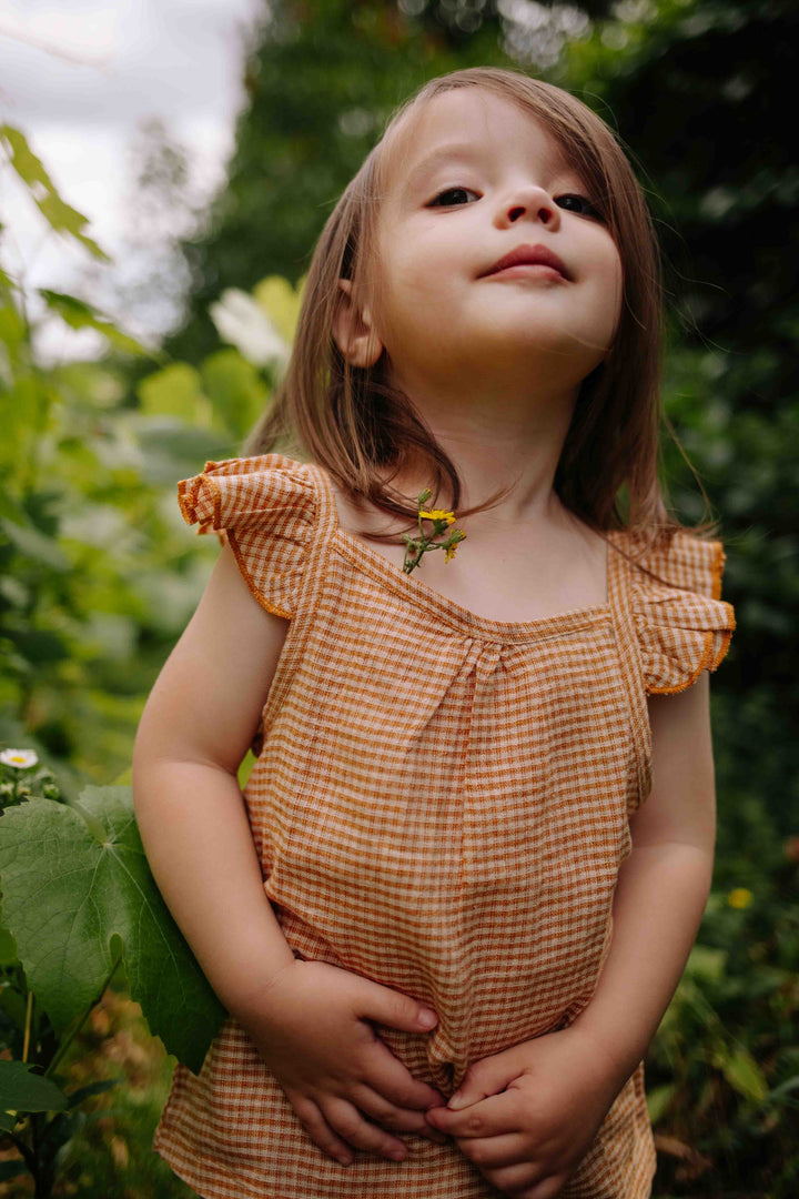 Riffle Top Janneke Woven Linnen Square - Meisjestop - Bruin 2