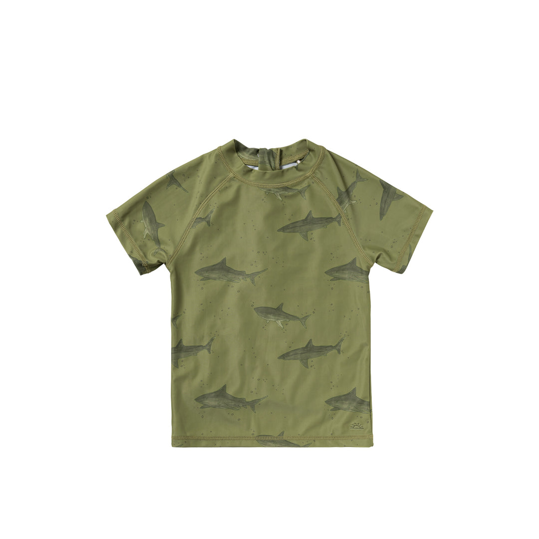 Salted Stories Shark Swim Tee - Jongens UV Shirt - Groen 1